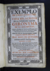 Exemplo de todas las virtudes y vida milagrosa de la venerable madre Geronyma de la Assumpcion, abad