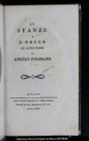 Le stanze e L' orfeo :