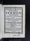 Panegyrico encomio, sermon predicado en el primero dia, 24. de febrero de este a?o de 1718 :