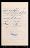 [Carta] 1899 sept. 16, Ciudad de Mexico [para] Enrique Olavarria : [nota de disculpas].
