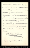 [Carta] 1901 ago. 22, Ciudad de Mexico [para] Enrique Olavarria : [pide aclare su estado de salud]