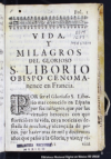 Vida y milagros del glorioso S. Liborio, Obispo cenomanense en Francia :