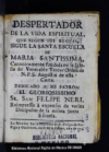 Despertador de la vida espiritual que segun sus reglas sigue la santa escuela de Maria Santissima :