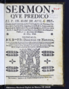 Sermon qve predico el P. Fr. Ioan de Avila a predicador de el Convento de N.P.S. Francisco de Mexic