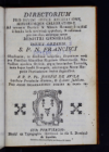 Directorium pro divini Officii recitatione, ad normam breviarii, & missalis romano-seraphici a sanc