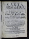 Carta consolatoria a la ciudad de Guanajuato en la sensible muerte de su zeloso apostol el padre rec