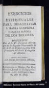 Exercicios espirituales para desagraviar a Maria Santisima Nuestra Se?ora de los Dolores /