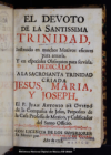 El devoto de la Santissima Trinidad :