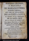 Compendio historico, y novena de Maria Santisima Nuestra Se?ora, que con la advocacion de la cuev