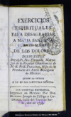 Exercicios espirituales para desagraviar a Maria Santisima Nuestra Se?ora de los Dolores /