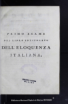 Esami di varj autori sopra il libro intitolato L'Eloquenza italiana di monsignor Giusto Fontanini.