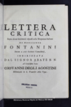 Esami di varj autori sopra il libro intitolato L'Eloquenza italiana di monsignor Giusto Fontanini.